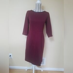 Talbots Petite Tipped Ponte Sheath Dress (Size 2P; Color Shiraz)